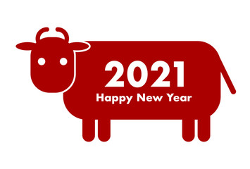 2021年丑年の年賀状イラスト: 牛のロゴ 