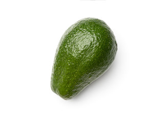 Green ripe avocado isolated on white background