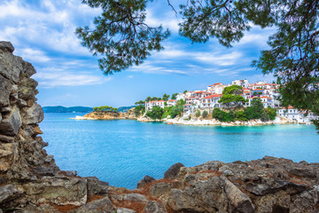 The old town of Chora in island Skiathos, Greece