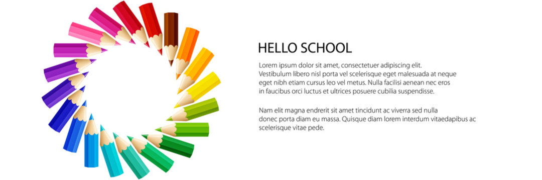 Gradient crayon sun banner, back to school banner, vector illustration