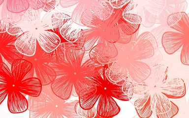 Light Red vector doodle backdrop with flowers
