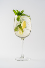 Mojito alcoholic cocktail in glass glass on white background