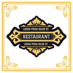 Logo template elegant with ornament lines. Sign for Restaurant or other business