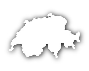 Karte der Schweiz mit Schatten