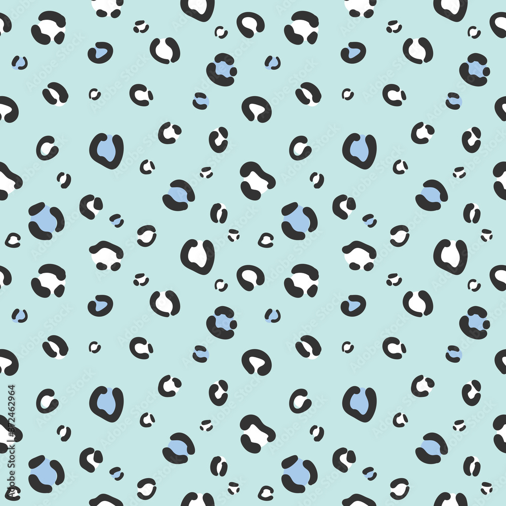 Poster cute blue seamless cheetah repeat pattern vector design