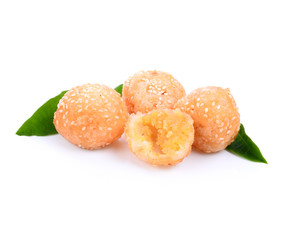 Golden fried dessert balls covered with sesame seed