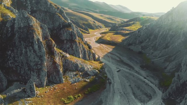 Aerial view of the mountains range in Abruzzo, Italy. 4k