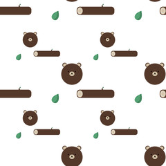 Bear character seamless background vector illustration. Cartoon kids design template. Kid backdrop. Animal pattern.
