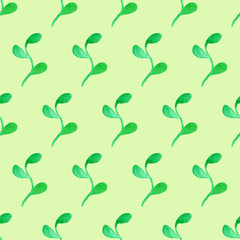 Seamless pattern with fantasy green leaves. Background for clothes, web and design. Ecology theme. Summer illustration