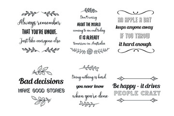 Vector set of positive, funny and humor quotes