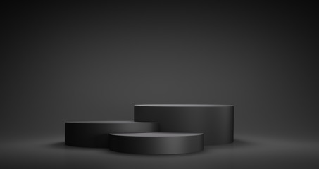 Abstract geometric black winner podium - 3d illustration