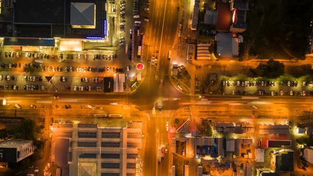 Time lapse aerial view to crossroads, Kharkiv