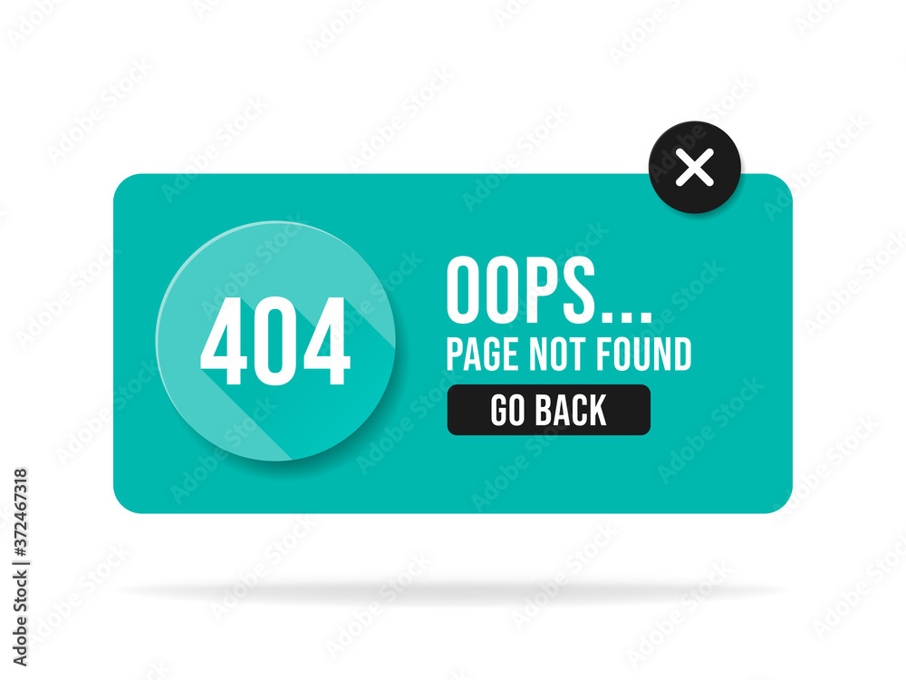 Poster 404 error page not found speech. Pop up errors window.