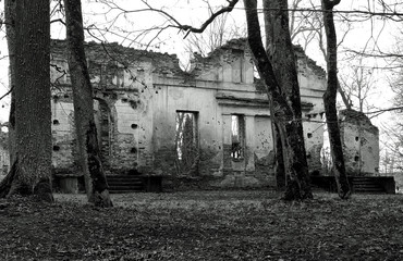 Obraz premium ruins of a manor complex built in the 1880s in the village of Hieronimowo in Podlasie, Poland