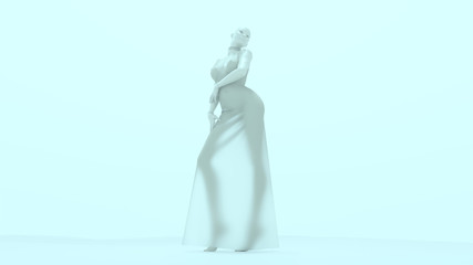 Woman In a Transparent Haute Couture Dress 3d illustration 3d render 