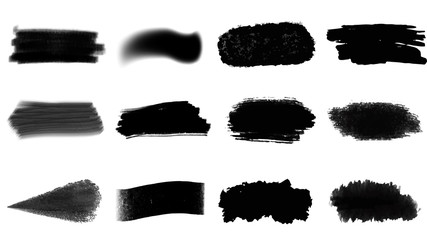 Big set of Black grunge stroke brush , banner, label, for your design, vector.