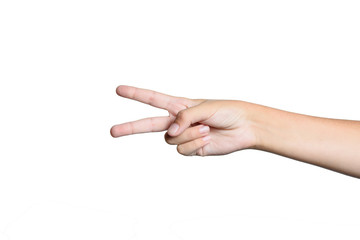 A teenager's hand isolated on a white background. Close up.