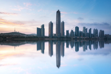 Skyline of modern urban architectural landscape in Qingdao