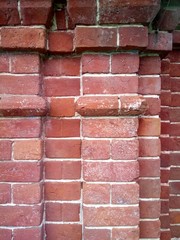 Obraz premium view of old red brick wall close-up