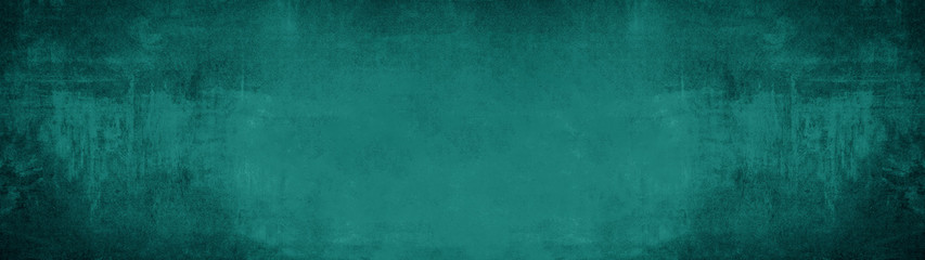 Dark green blue turquoise stone concrete paper texture background panorama banner long, with space for text
