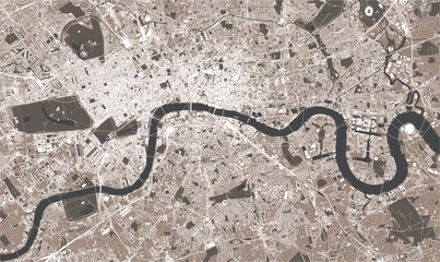 map of the city of London, Great Britain