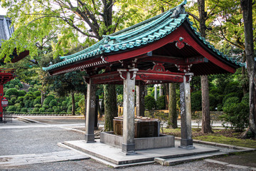 Chozuya hand washing basin at a Japanese Shinto shrine in Tokyo