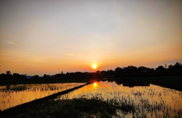 sunset over the lake