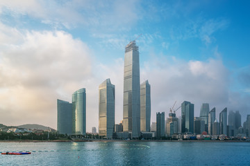 Fototapeta na wymiar Skyline of modern urban architectural landscape in Qingdao
