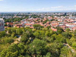 Fototapeta na wymiar Aerial view of City of Plovdiv, Bulgaria