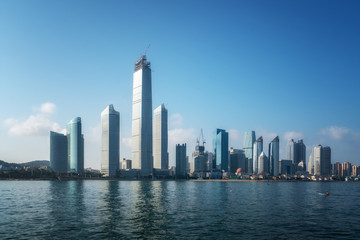 Fototapeta premium Skyline of modern urban architectural landscape in Qingdao