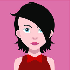 Avatar face with hair and eyebrow - Vector