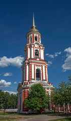 Fototapeta na wymiar Bell tower of Resurrection church. City of Staraya Russa, Russia