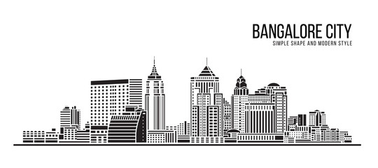 Cityscape Building Abstract Simple shape and modern style art Vector design -  Bangalore city