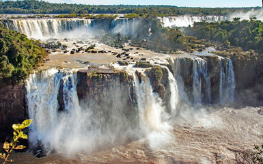View on Argentinian side of Iguacu waterfalls, from Brazilian side 