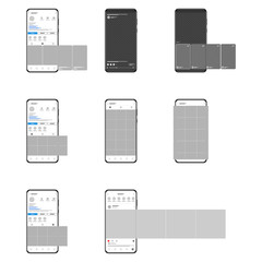 Internet application mockup on the smartphone screen. Social media layout. Vector illustration.