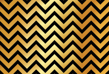 Gold metal zig zag pattern. Vector gold zig zag on black background. Gold wrapping paper.