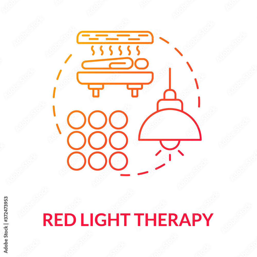 Wall mural Red light therapy concept icon. Biohacking technique, alternative medicine idea thin line illustration. Therapeutic medical procedure. Vector isolated outline RGB color drawing