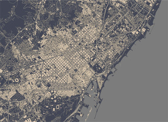 map of the city center of Barcelona, Spain