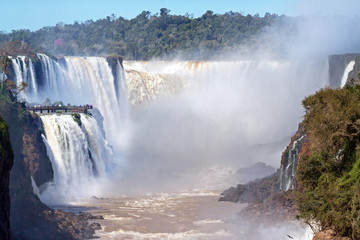 Iguacu falls: teleshot from Argentinian side on Devil's throat and the Brazilian side viewpoint  