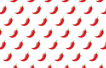 Chili pepper pattern vector.  Chili pepper red vector pattern on white background. 