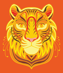 Tiger coloring book vector illustration. Anti-stress coloring for adult.