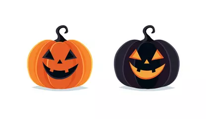 Foto op Plexiglas Halloween pumpkins, spooky jack o lantern isolated on white background © Biscotto Design
