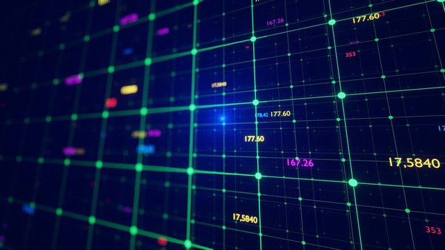 Digital fly code background loop. Big Data code network. 3D 4K loop animation. Blue version. 