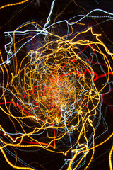 Long exposure city lights. Abstract background of lights made with long shutter speed