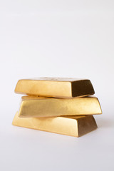 Gold bars isolated on white background.