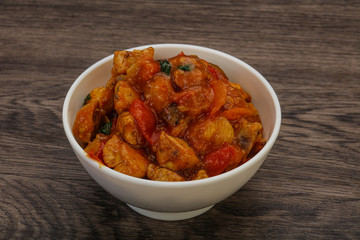 Chicken with oyster sauce and vegetables