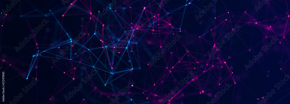Poster Technology background. Abstract digital combination dots and lines. Network connection structure. 3d Widescreen