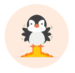 Cartoon Cute penguin with Rocket