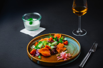 Smoked salmon with vegetables