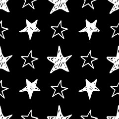 Seamless star pattern. Hand drawn sketch stars